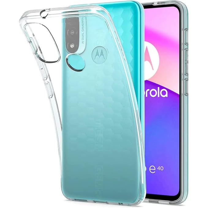Mobile Cover for Motorola Moto E40 4G (Soft & Shockproof Back Case with inbuilt Cushioned Edges), Transparent