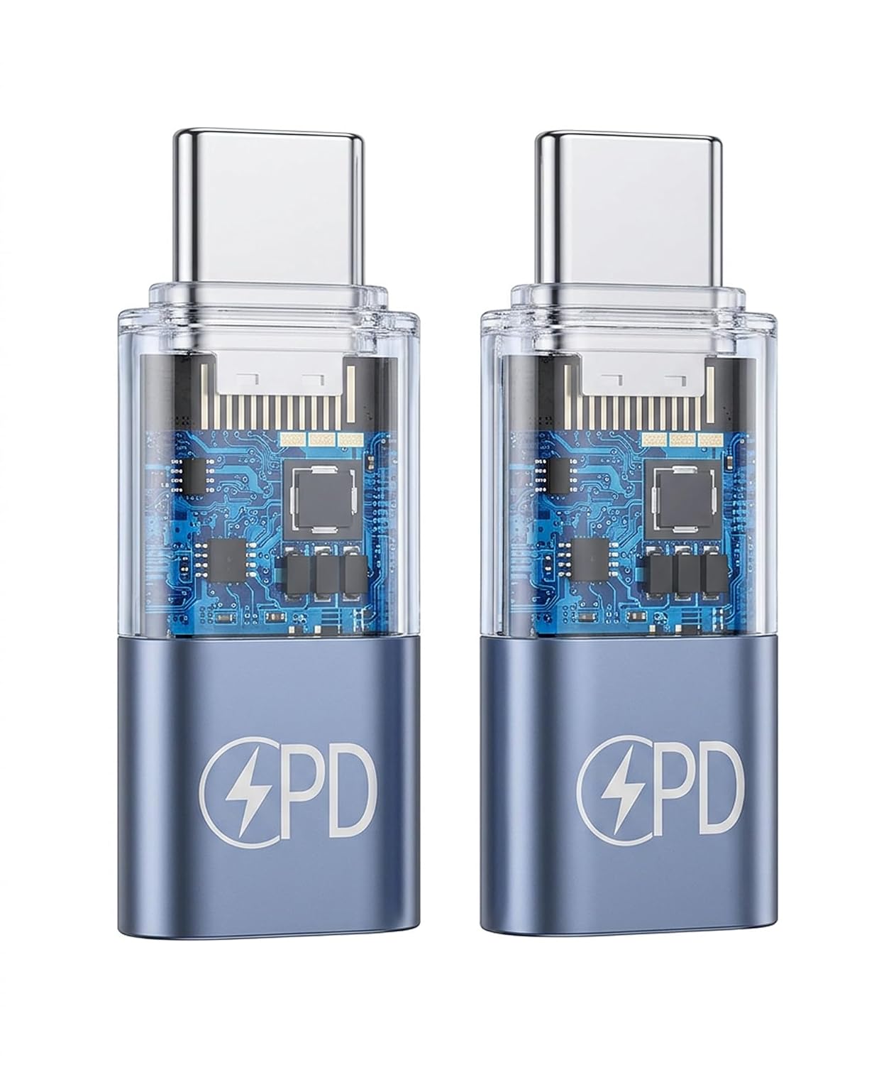 2PCS Lighting to Type C Connector, Type C Female to Lighting Male Adapter, Universal Compatibility for Charging and Data Transfer, Transparent Design, Compact and Durable