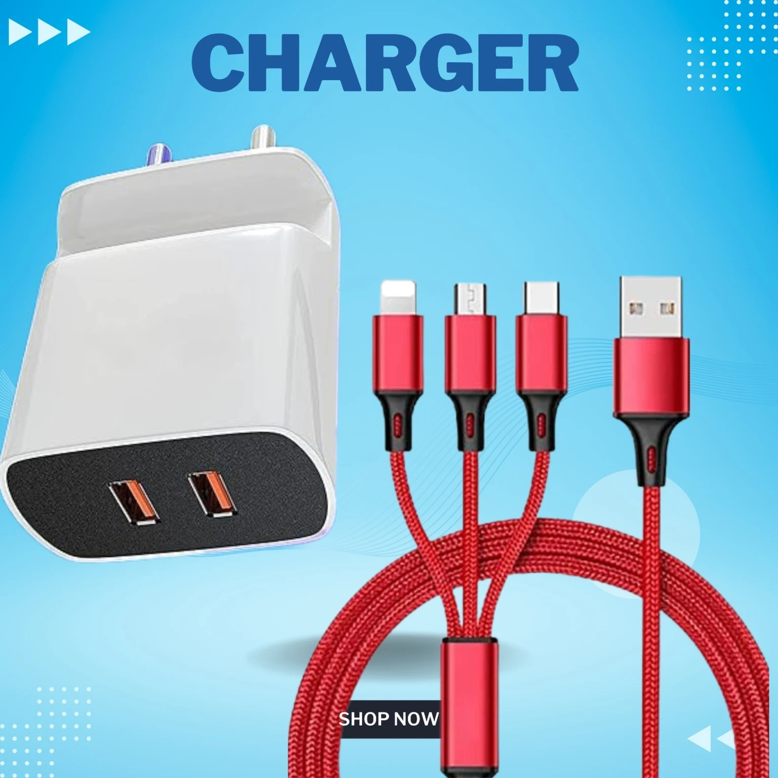 maxxcen 40 W Quick Charge 3.4 A Dual Port Mobile Charger with Detachable Cable (whirt, Cable Included)