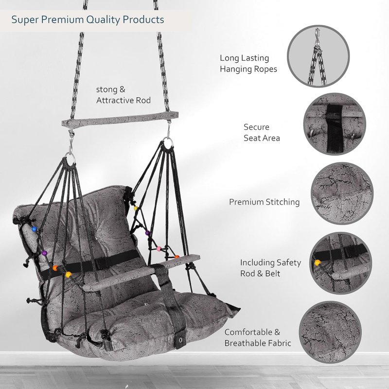 Premium Baby Swing Jhula for 0-3 Years | Cotton Hammock with Safety Belt