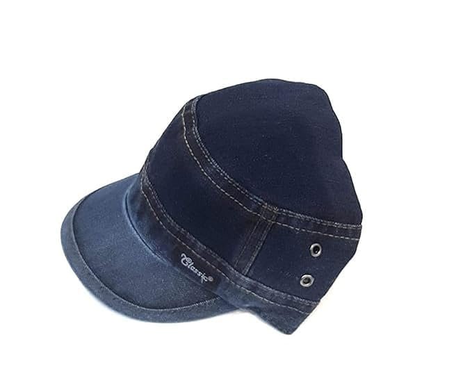 Classic Denim Cadet Cap, Pack 2 Blue Military Style Flat Top Hat